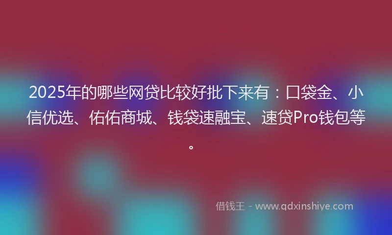 2025年的哪些网贷比较好批下来有：口袋金、小信优选、佑佑商城、钱袋速融宝、速贷Pro钱包等。