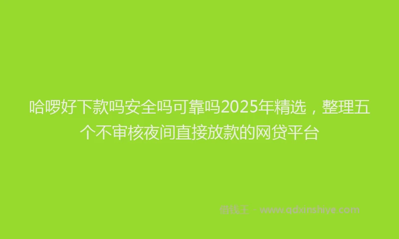 哈啰好下款吗安全吗可靠吗2025年精选，整理五个不审核夜间直接放款的网贷平台