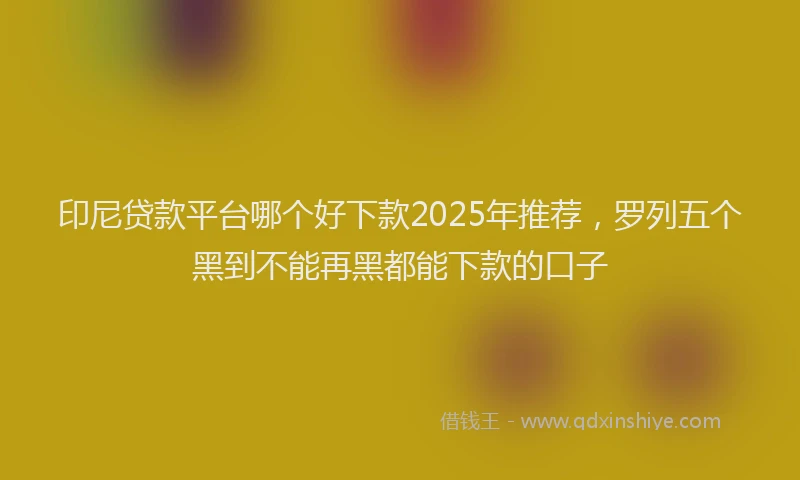 印尼贷款平台哪个好下款2025年推荐，罗列五个黑到不能再黑都能下款的口子