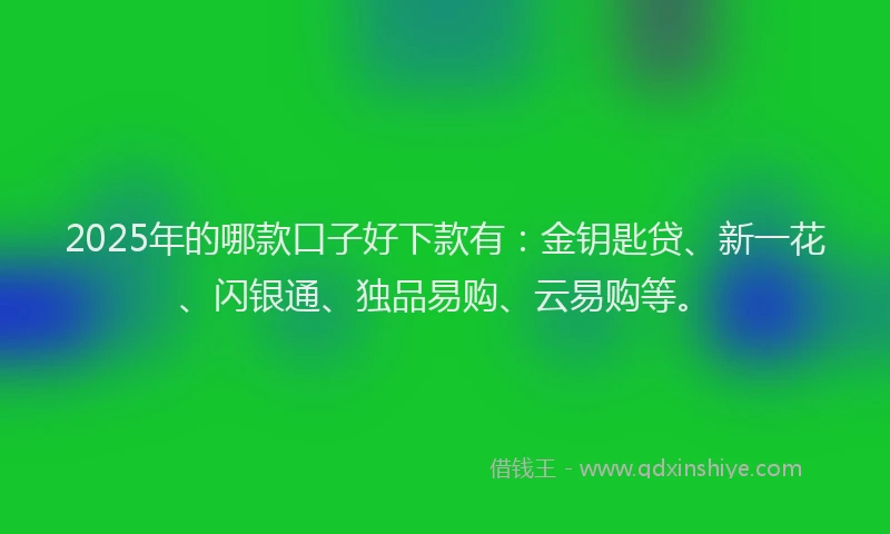 2025年的哪款口子好下款有：金钥匙贷、新一花、闪银通、独品易购、云易购等。