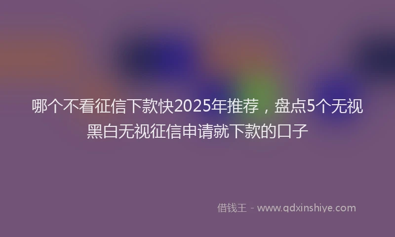 哪个不看征信下款快2025年推荐，盘点5个无视黑白无视征信申请就下款的口子