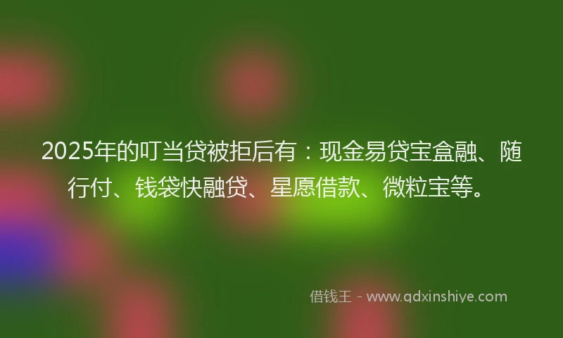 2025年的叮当贷被拒后有：现金易贷宝盒融、随行付、钱袋快融贷、星愿借款、微粒宝等。