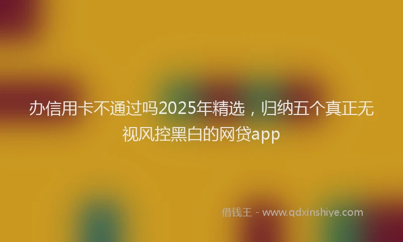 办信用卡不通过吗2025年精选，归纳五个真正无视风控黑白的网贷app