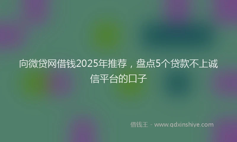 向微贷网借钱2025年推荐，盘点5个贷款不上诚信平台的口子