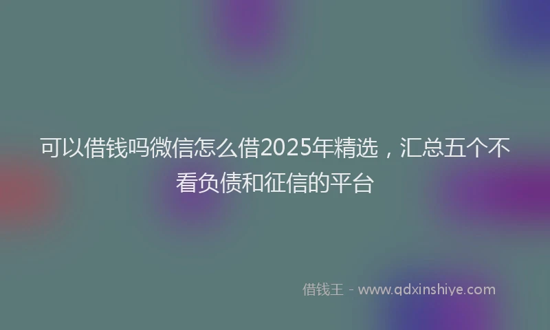 可以借钱吗微信怎么借2025年精选，汇总五个不看负债和征信的平台