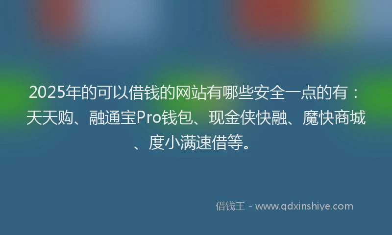 2025年的可以借钱的网站有哪些安全一点的有：天天购、融通宝Pro钱包、现金侠快融、魔快商城、度小满速借等。