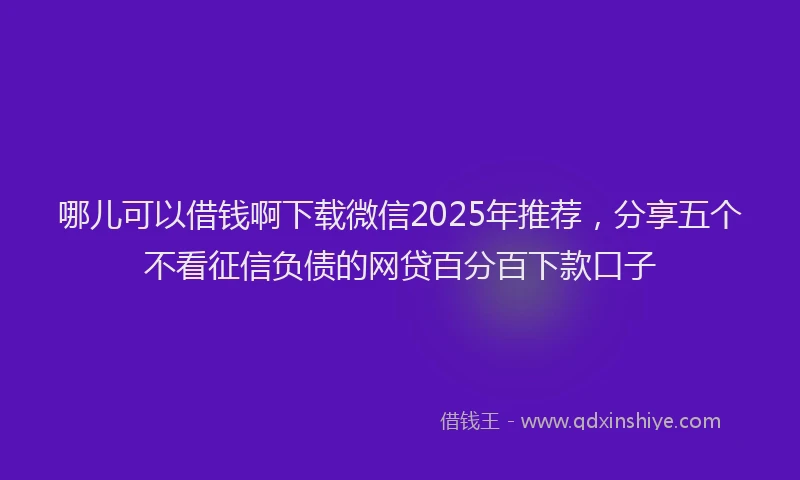 哪儿可以借钱啊下载微信2025年推荐，分享五个不看征信负债的网贷百分百下款口子