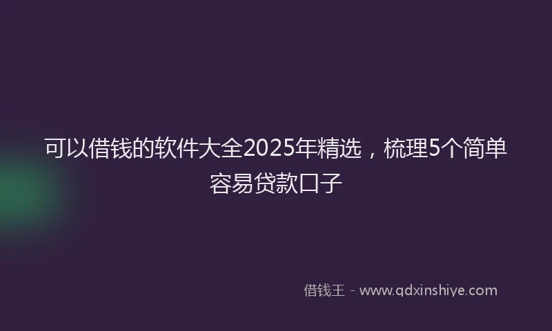 可以借钱的软件大全2025年精选，梳理5个简单容易贷款口子