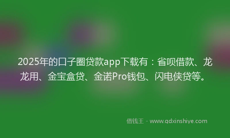 2025年的口子圈贷款app下载有：省呗借款、龙龙用、金宝盒贷、金诺Pro钱包、闪电侠贷等。