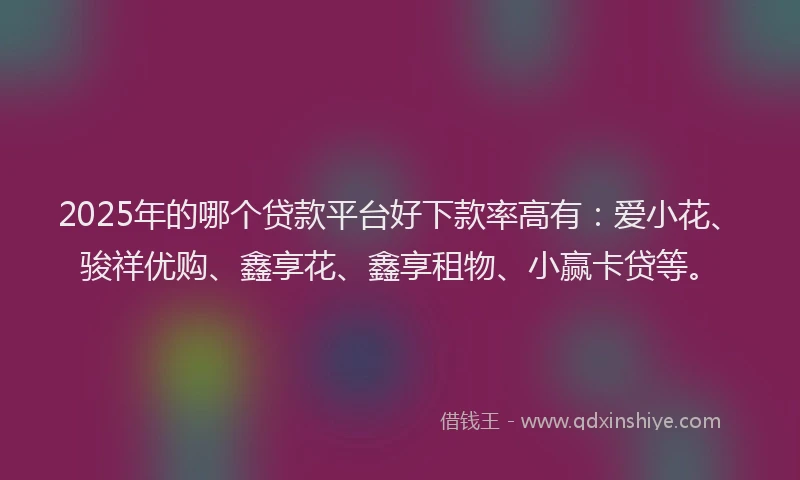 2025年的哪个贷款平台好下款率高有：爱小花、骏祥优购、鑫享花、鑫享租物、小赢卡贷等。