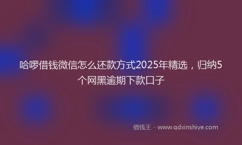 哈啰借钱微信怎么还款方式2025年精选，归纳5个网黑逾期下款口子
