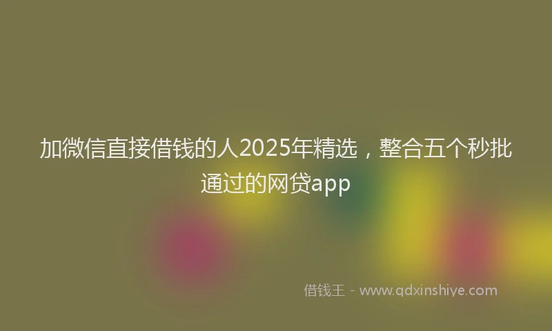 加微信直接借钱的人2025年精选，整合五个秒批通过的网贷app