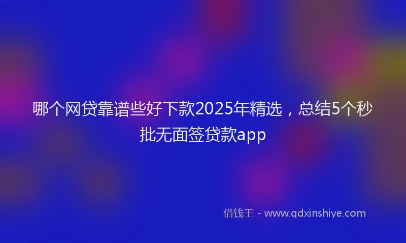 哪个网贷靠谱些好下款2025年精选，总结5个秒批无面签贷款app
