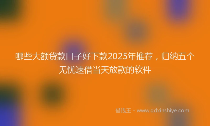 哪些大额贷款口子好下款2025年推荐，归纳五个无忧速借当天放款的软件