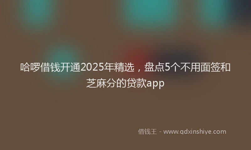 哈啰借钱开通2025年精选，盘点5个不用面签和芝麻分的贷款app