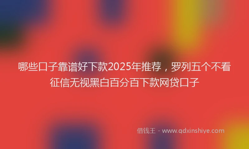 哪些口子靠谱好下款2025年推荐，罗列五个不看征信无视黑白百分百下款网贷口子