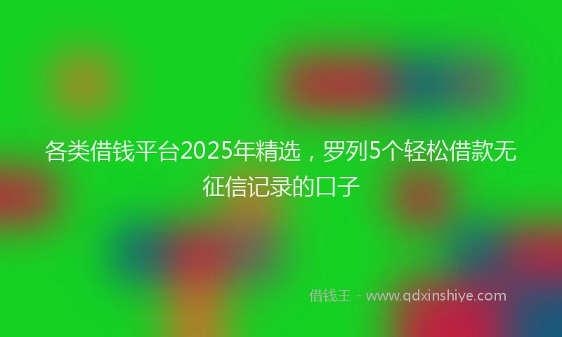 各类借钱平台2025年精选，罗列5个轻松借款无征信记录的口子