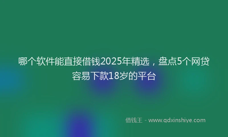 哪个软件能直接借钱2025年精选，盘点5个网贷容易下款18岁的平台