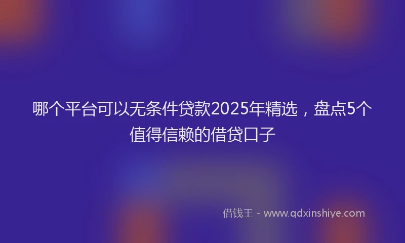 哪个平台可以无条件贷款2025年精选，盘点5个值得信赖的借贷口子