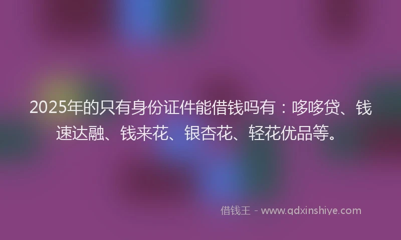 2025年的只有身份证件能借钱吗有：哆哆贷、钱速达融、钱来花、银杏花、轻花优品等。