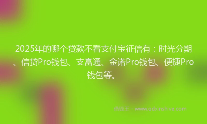 2025年的哪个贷款不看支付宝征信有：时光分期、信贷Pro钱包、支富通、金诺Pro钱包、便捷Pro钱包等。