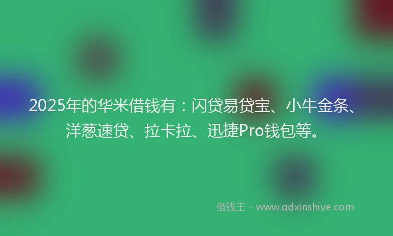 2025年的华米借钱有：闪贷易贷宝、小牛金条、洋葱速贷、拉卡拉、迅捷Pro钱包等。