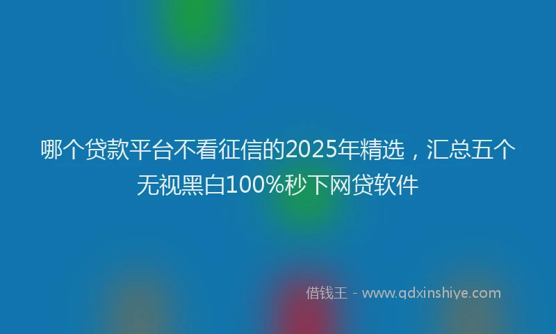 哪个贷款平台不看征信的2025年精选，汇总五个无视黑白100%秒下网贷软件