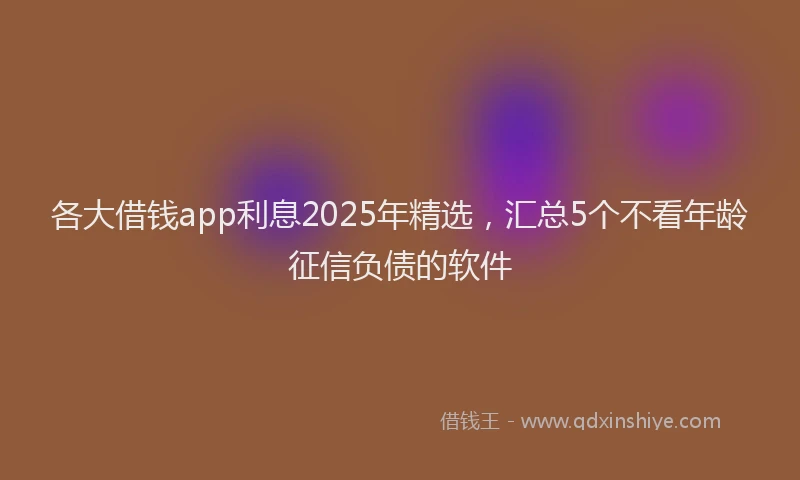 各大借钱app利息2025年精选，汇总5个不看年龄征信负债的软件