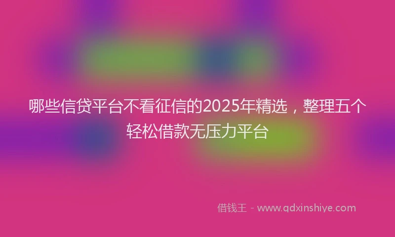 哪些信贷平台不看征信的2025年精选，整理五个轻松借款无压力平台