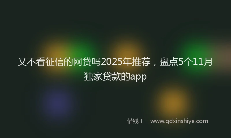 又不看征信的网贷吗2025年推荐，盘点5个11月独家贷款的app