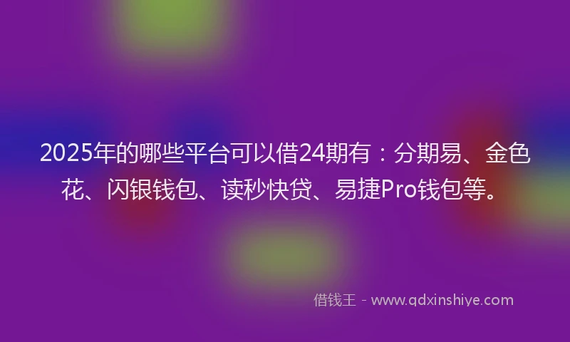 2025年的哪些平台可以借24期有：分期易、金色花、闪银钱包、读秒快贷、易捷Pro钱包等。