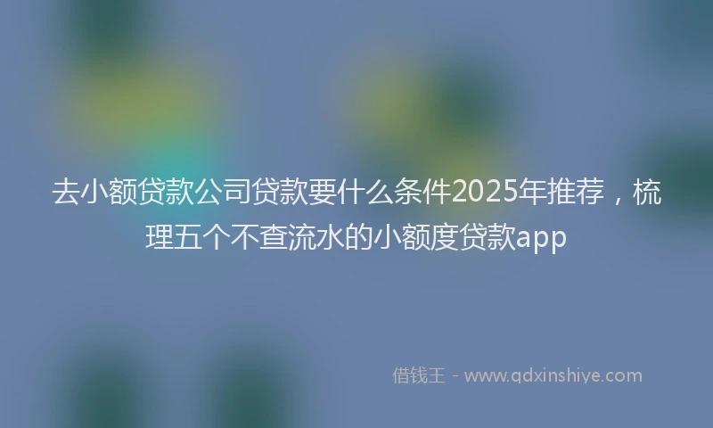 去小额贷款公司贷款要什么条件2025年推荐，梳理五个不查流水的小额度贷款app