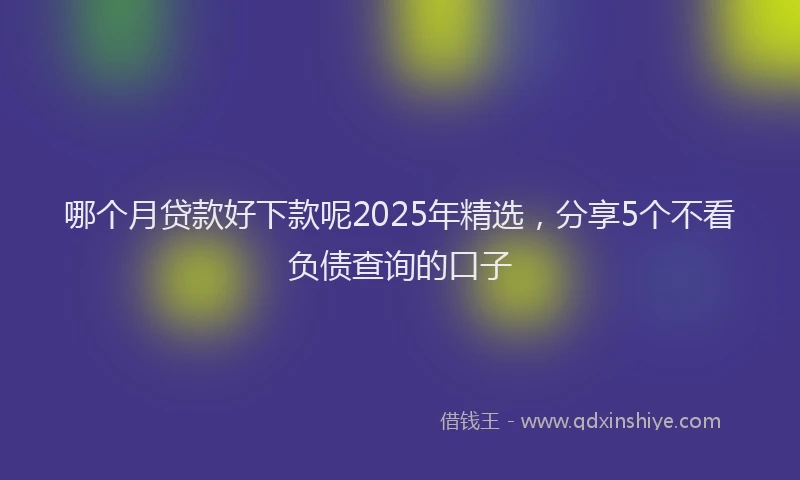 哪个月贷款好下款呢2025年精选，分享5个不看负债查询的口子