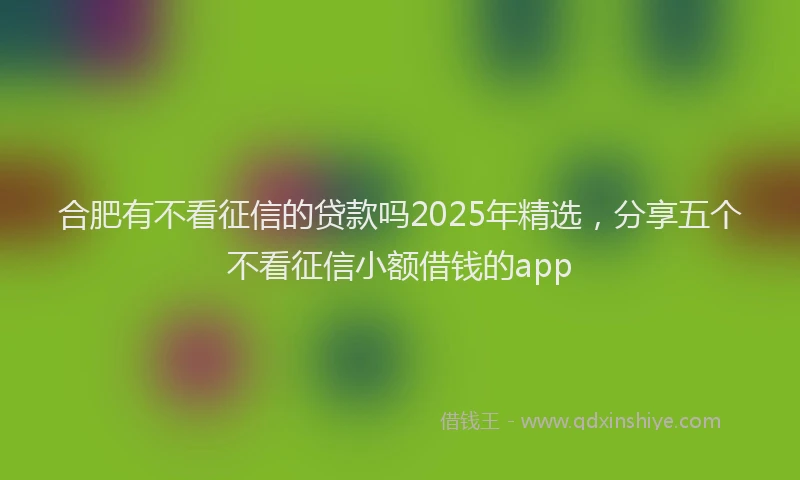 合肥有不看征信的贷款吗2025年精选，分享五个不看征信小额借钱的app