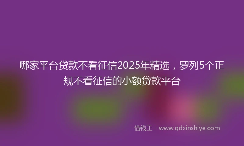 哪家平台贷款不看征信2025年精选，罗列5个正规不看征信的小额贷款平台