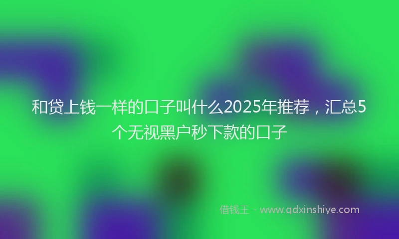 和贷上钱一样的口子叫什么2025年推荐，汇总5个无视黑户秒下款的口子