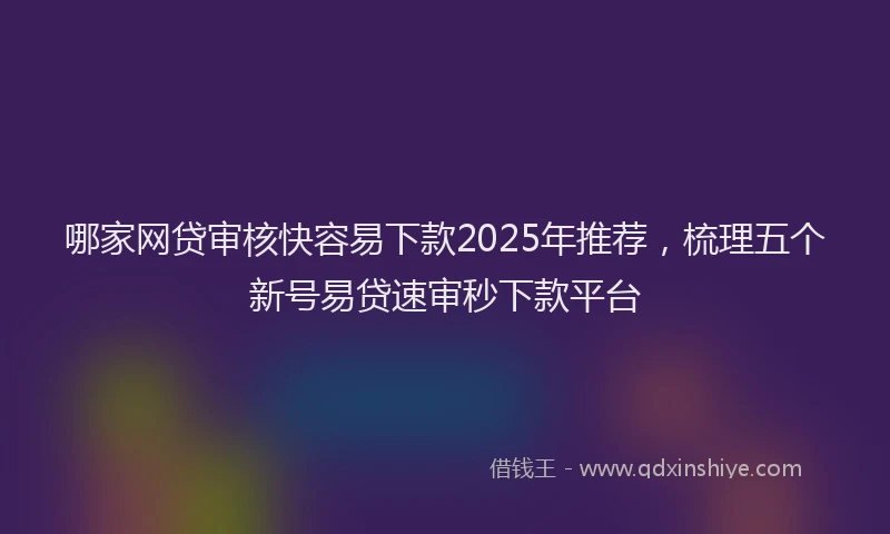 哪家网贷审核快容易下款2025年推荐，梳理五个新号易贷速审秒下款平台