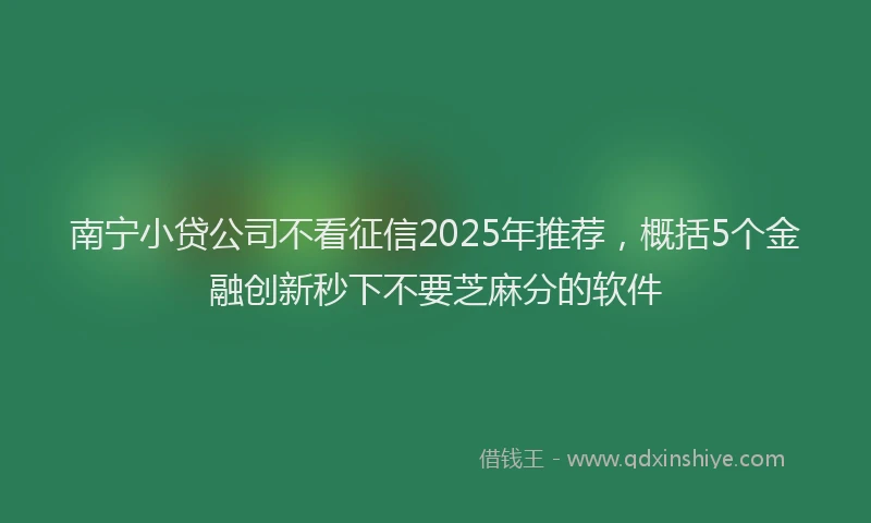南宁小贷公司不看征信2025年推荐，概括5个金融创新秒下不要芝麻分的软件