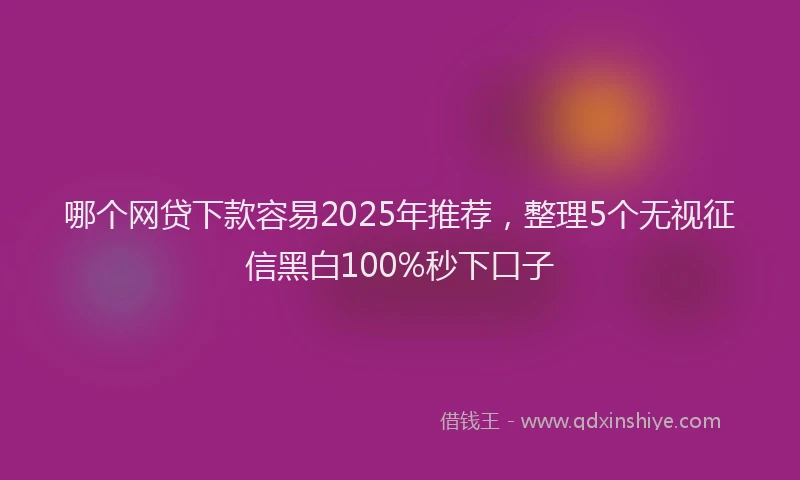 哪个网贷下款容易2025年推荐，整理5个无视征信黑白100%秒下口子