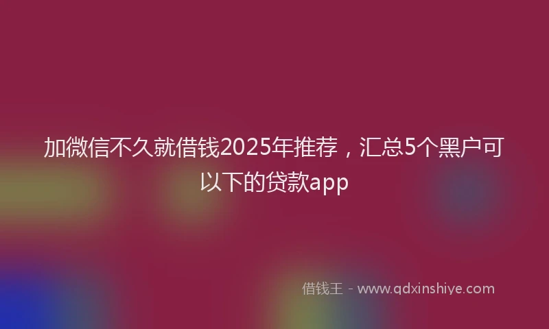 加微信不久就借钱2025年推荐，汇总5个黑户可以下的贷款app