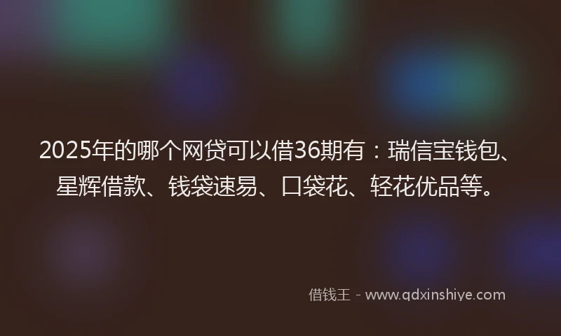 2025年的哪个网贷可以借36期有：瑞信宝钱包、星辉借款、钱袋速易、口袋花、轻花优品等。