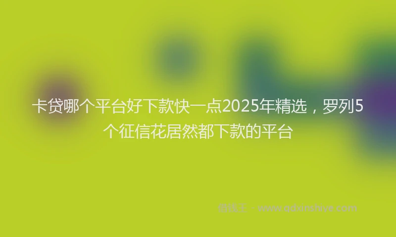 卡贷哪个平台好下款快一点2025年精选，罗列5个征信花居然都下款的平台