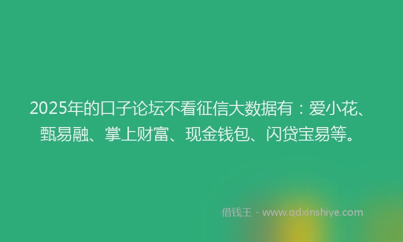 2025年的口子论坛不看征信大数据有：爱小花、甄易融、掌上财富、现金钱包、闪贷宝易等。