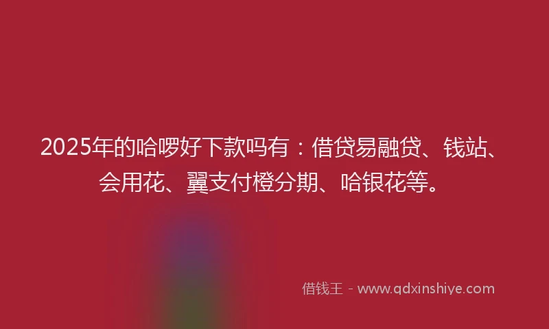 2025年的哈啰好下款吗有：借贷易融贷、钱站、会用花、翼支付橙分期、哈银花等。