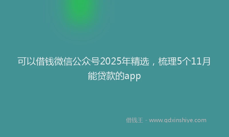 可以借钱微信公众号2025年精选，梳理5个11月能贷款的app