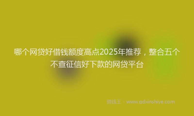 哪个网贷好借钱额度高点2025年推荐，整合五个不查征信好下款的网贷平台