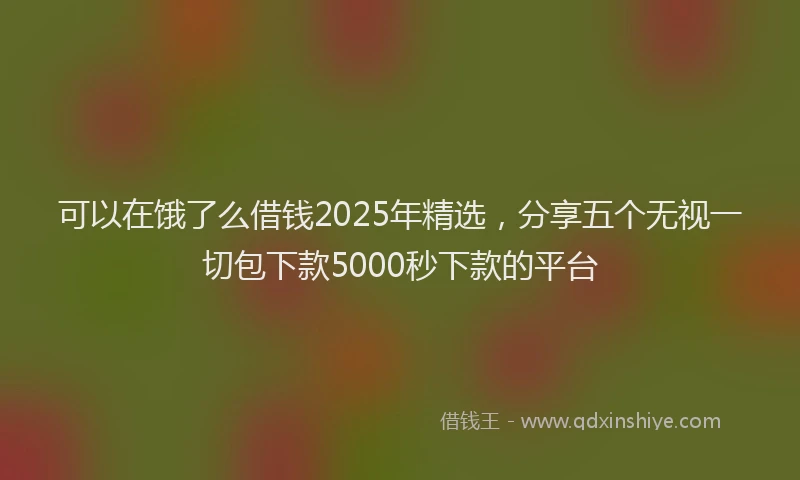 可以在饿了么借钱2025年精选，分享五个无视一切包下款5000秒下款的平台