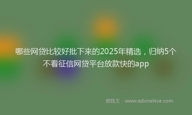 哪些网贷比较好批下来的2025年精选，归纳5个不看征信网贷平台放款快的app