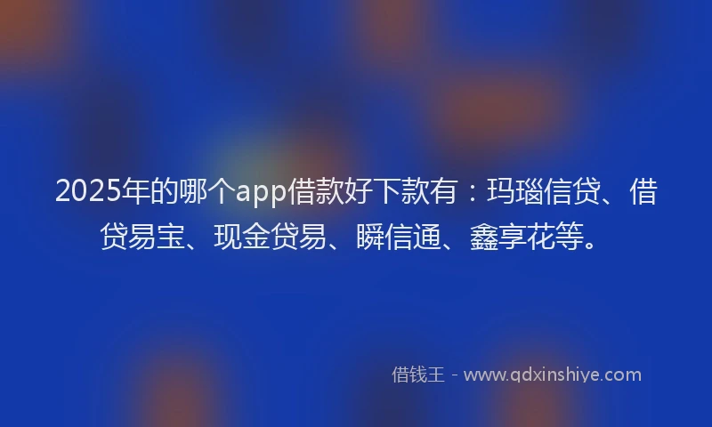 2025年的哪个app借款好下款有：玛瑙信贷、借贷易宝、现金贷易、瞬信通、鑫享花等。