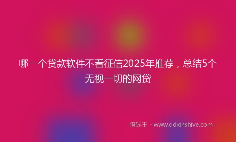 哪一个贷款软件不看征信2025年推荐，总结5个无视一切的网贷